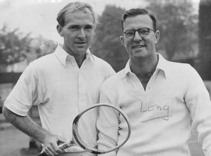 Lost Weight -- John Bromwich and Colin Long Photographed at Wimbledon. Recent cables stated that Bromwich's loss of weight had alarmed team-mates. He looks thinner in this picture than during the last Australian season. June 29, 1947.