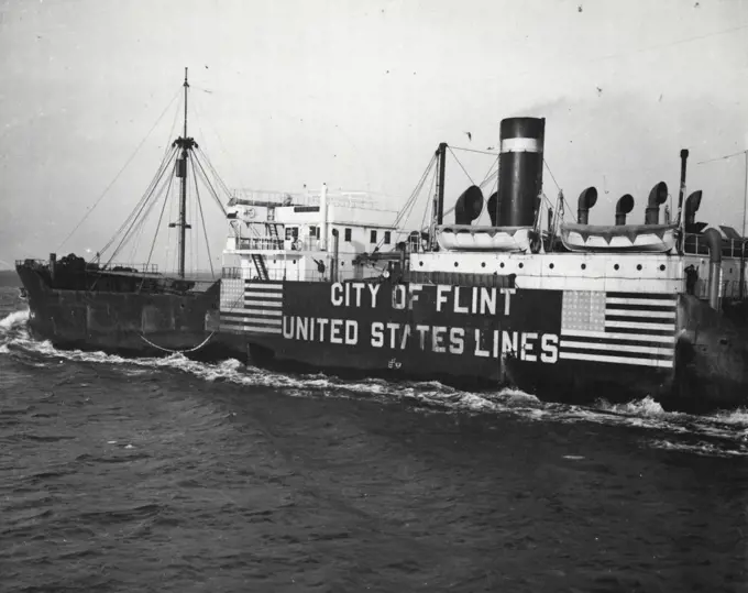 City of Flint (U.S. Freighter). March 5, 1940. (Photo by Wide World Photos, Inc.).