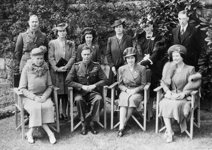 Royal Coming of Age -- Princess Elizabeth celebrated her 18 birthday on Friday, Photograph taken of the Royal Family gathering in the country. April 21, 1944. (Photo by Fox Photos)