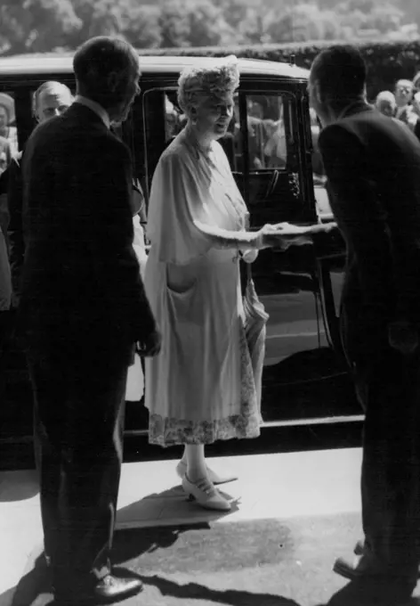 The Busiest Man At Wimbledon -- When Royalty attend the Championships, Colonel Macaulay receives them. He is seen (right) greeting H.M. Queen Mary. Busiest man at the All-England club at Wimbledon, London, is undoubtedly Colonel A.D.C. Macaulay, who is Secretary of the club. He almost has to accomplish the impossible task of being in more than place at the same time. one Competitors, spectators, ball boys, programmes, refreshments-Colonel Macsulay is is the organising genius behind the successful activity of the world's premier tennis tournament. June 27, 1947.