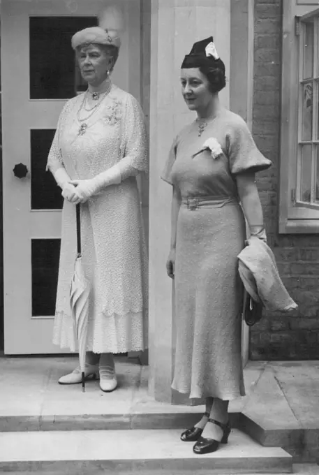 Queen Mary At Newnham College, Cambridge -- Queen Mary with Miss Elisabeth Scott, one of the architects. September 07, 1938.