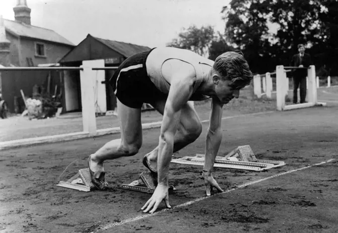 Australians All Out... to Succeed in Olympics - John Treloar (New South Wales), ***** Olympic hope in the 100 and *****.The Australian Olympic team is in training at Motspur Park for its part in the forthcoming Olympic Games. July 08, 1948.