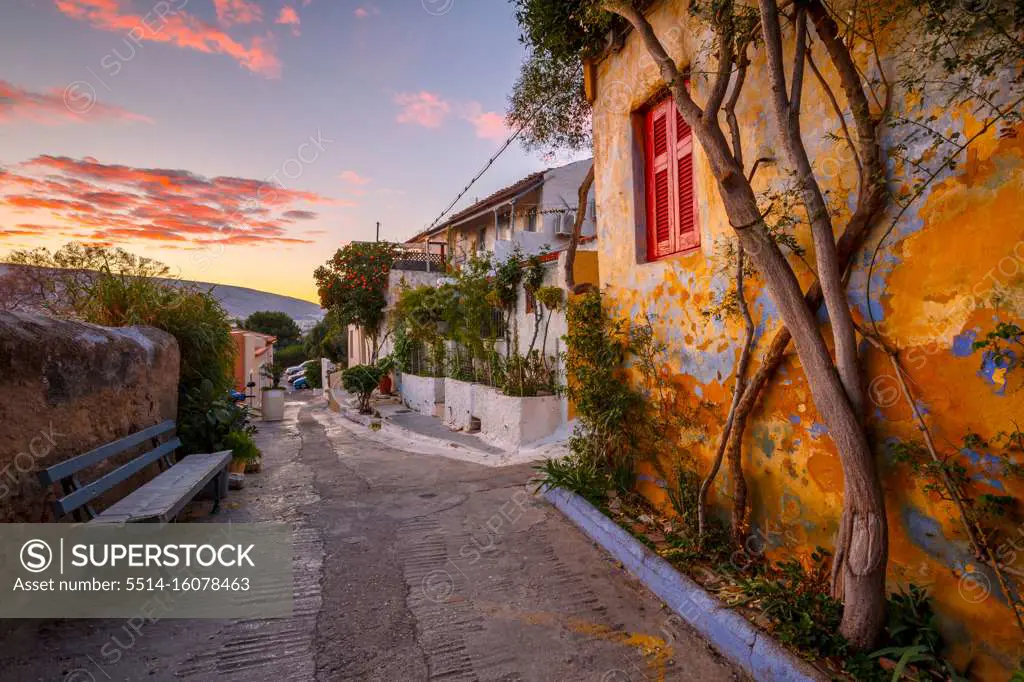 Anafiotika neighborhood in the old town of Athens, Greece.