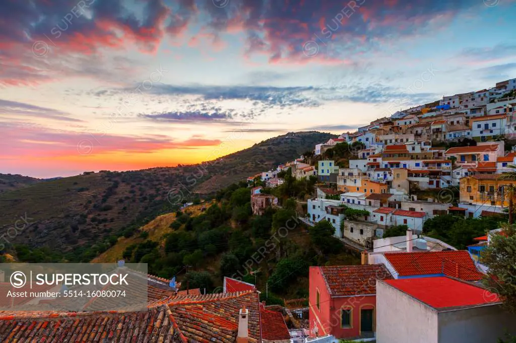 View of Ioulida village on Kea island in Greece.