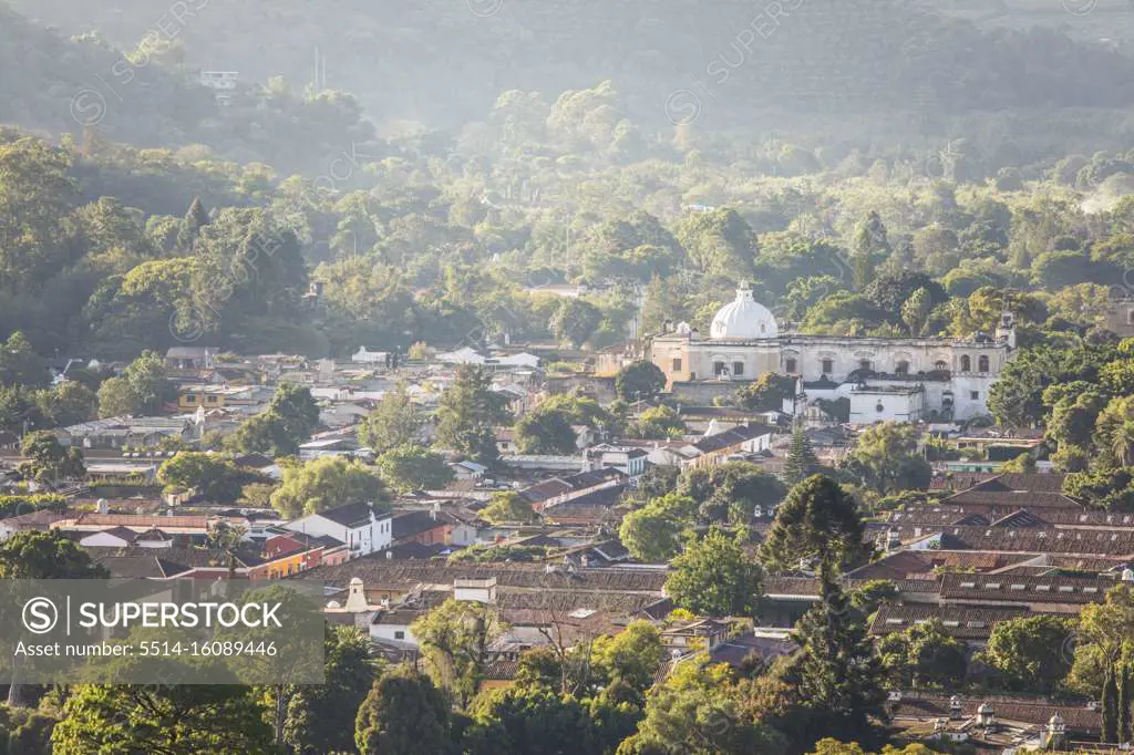 High angle view of Antigua, Guatemala.