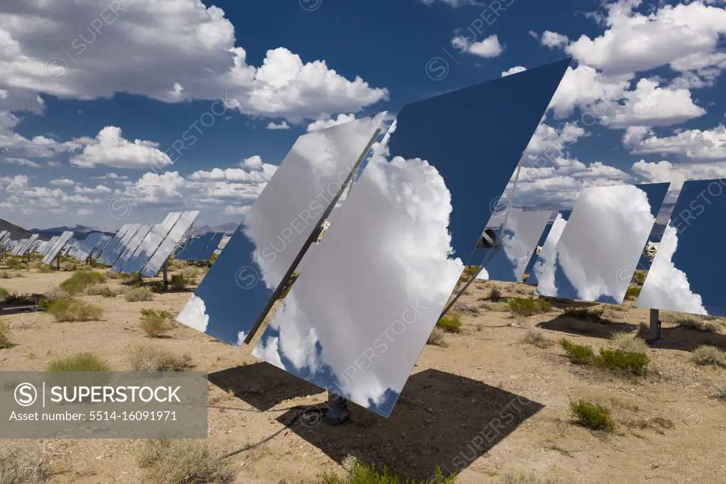 A massive solar array at the Ivanpah Generating station in the d