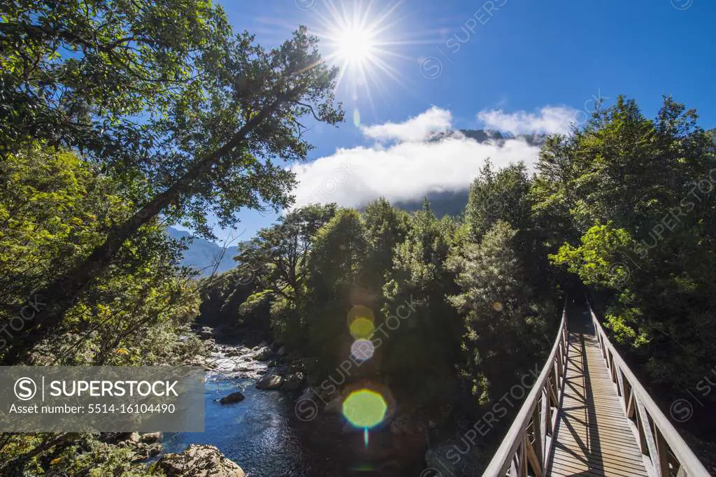 wooden bridge at Caleta Gonzalo in Chile