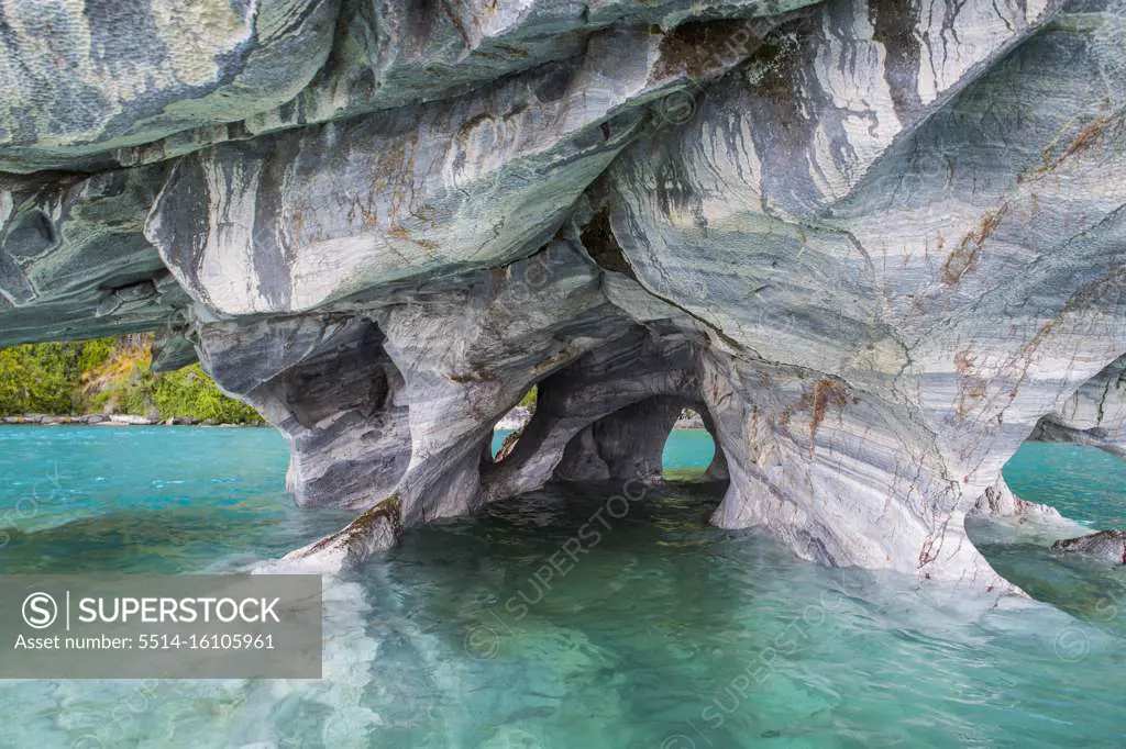 rock formation at Catedral de Marmol in Chile