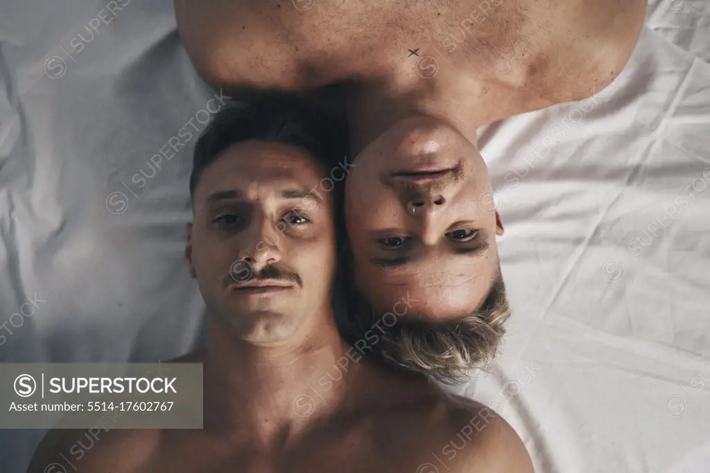 Portrait of two boys with moustaches