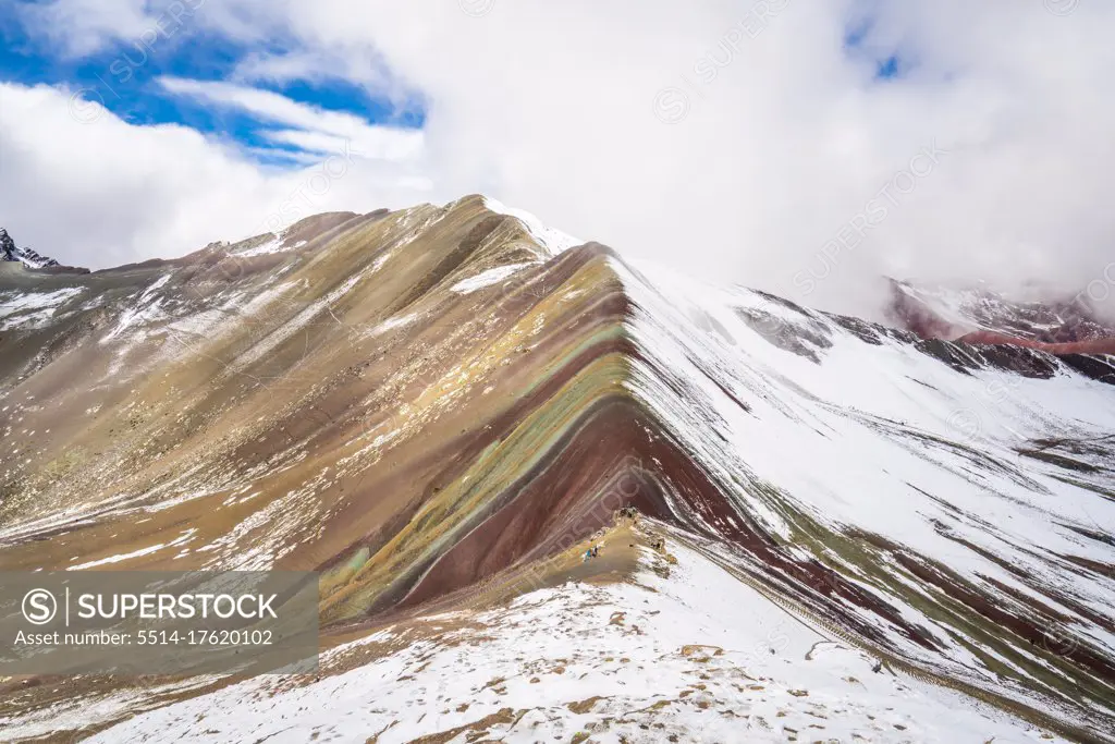 Idyllic shot of Rainbow Mountain during winter, Pitumarca, Peru