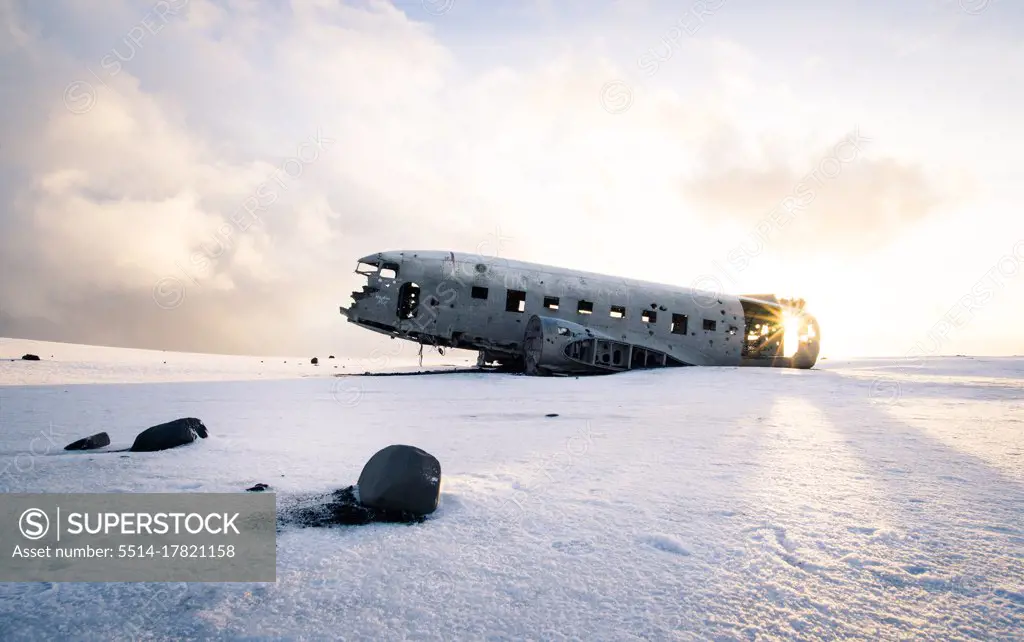 Iceland Solheimasandur DC-13 Plane Crash during sunrise in winter