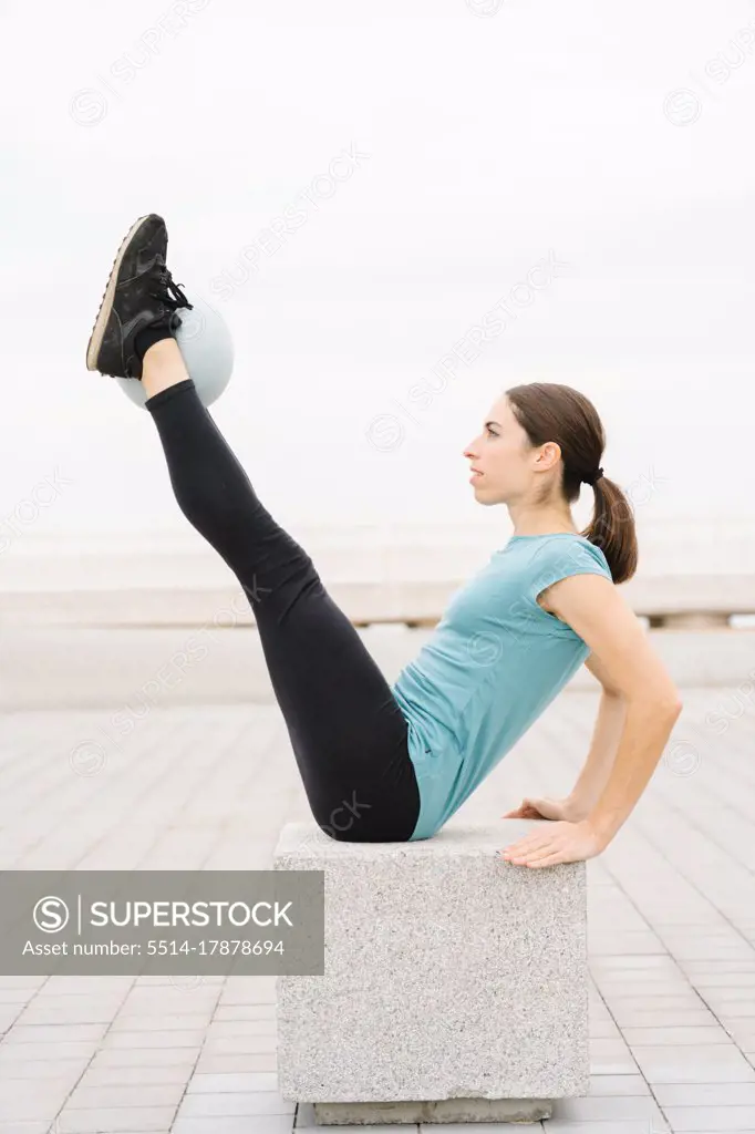 Active lifestyle pilates outside hi-res stock photography and