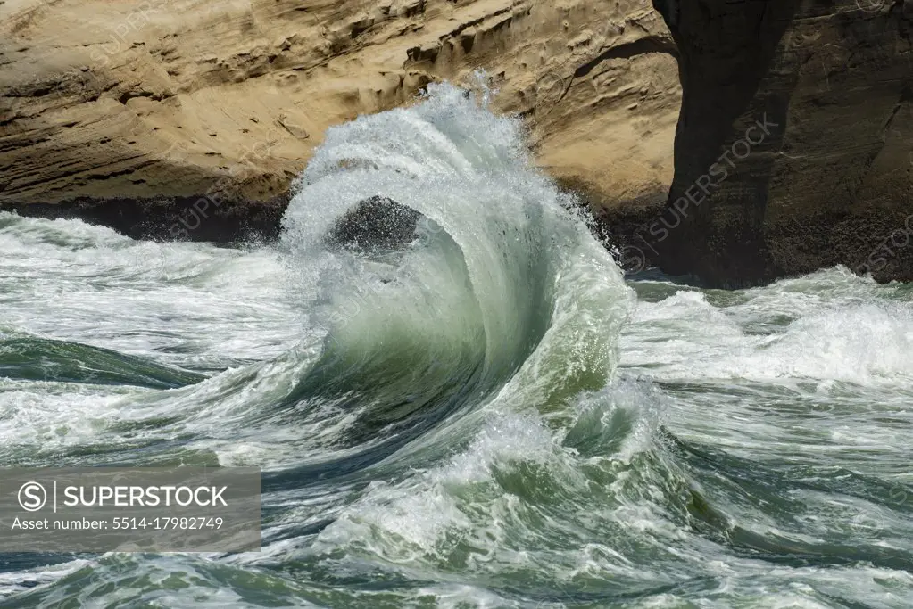 Crashing Waves on Oregon Coastline