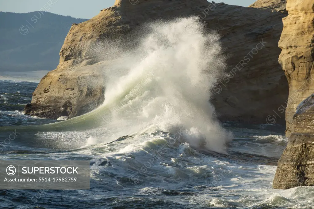 Crashing Waves on Oregon Coastline