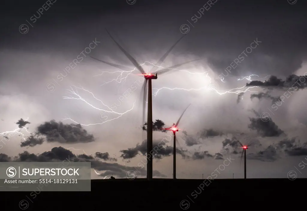 Massive Lightning Storm at Colorado Wind Farm