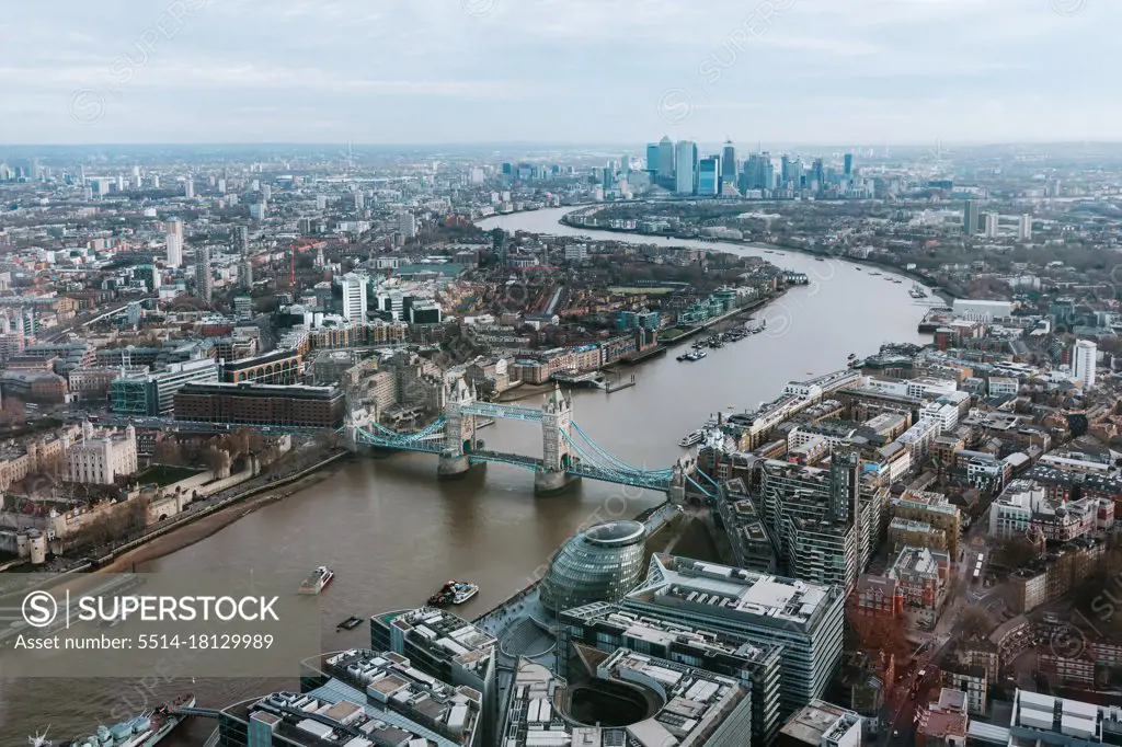 View of London City Skyline from Above