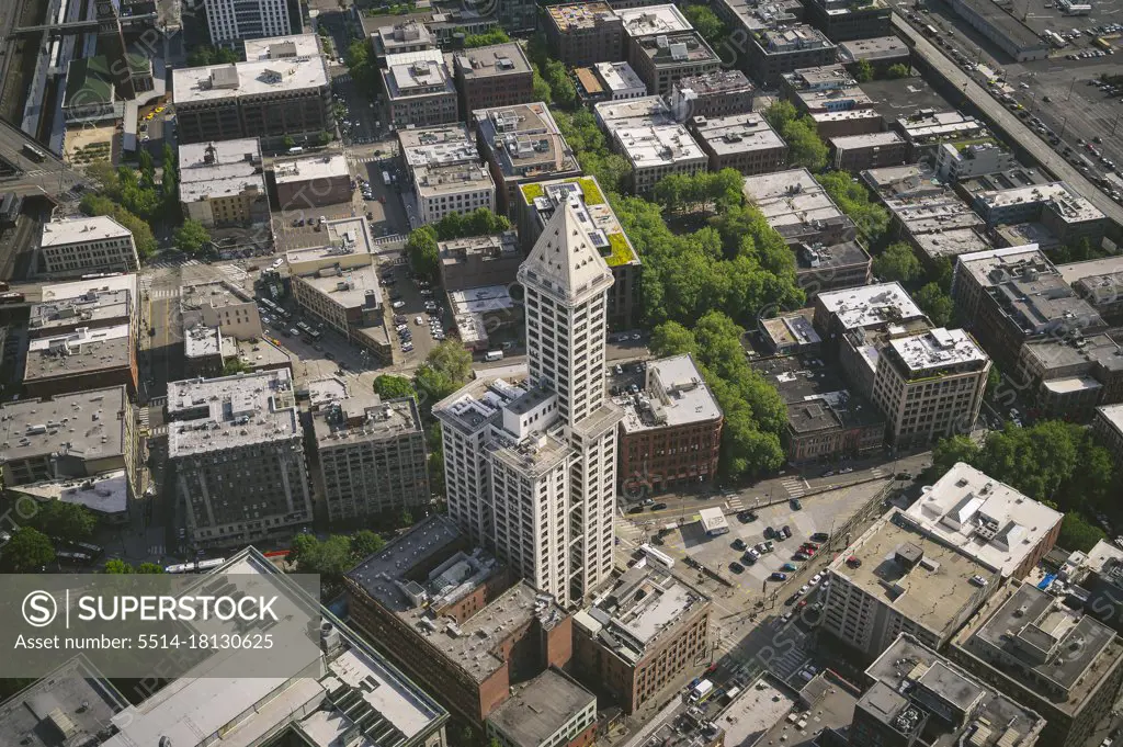 Seattle Historic Smith Tower Building From Above