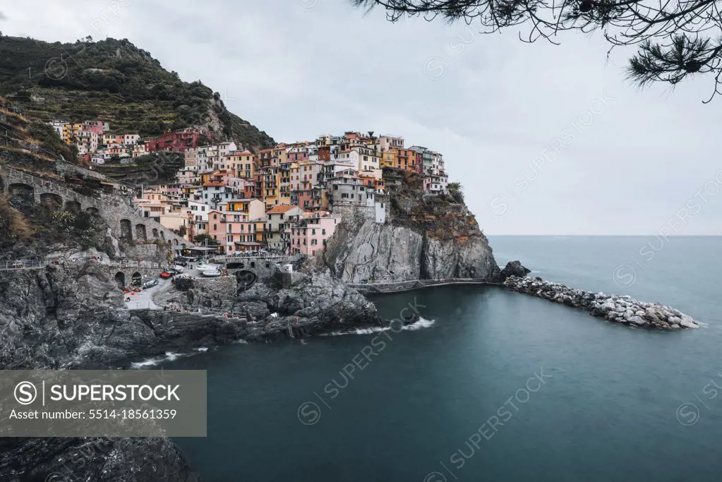 Cove of Manarola short before sunset with calm sea