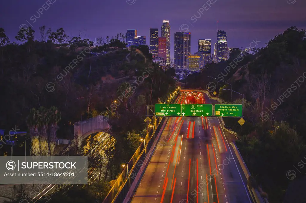 Los Angeles skyline from the 110 freeway