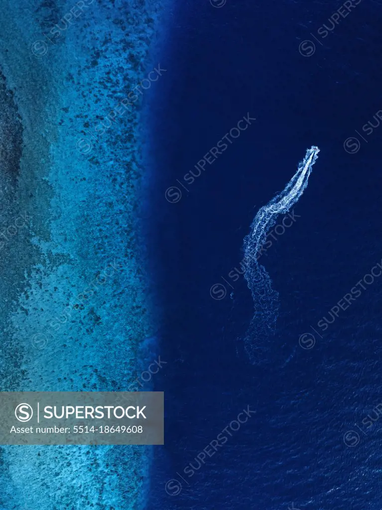 Aerial view of jet ski, Maldives