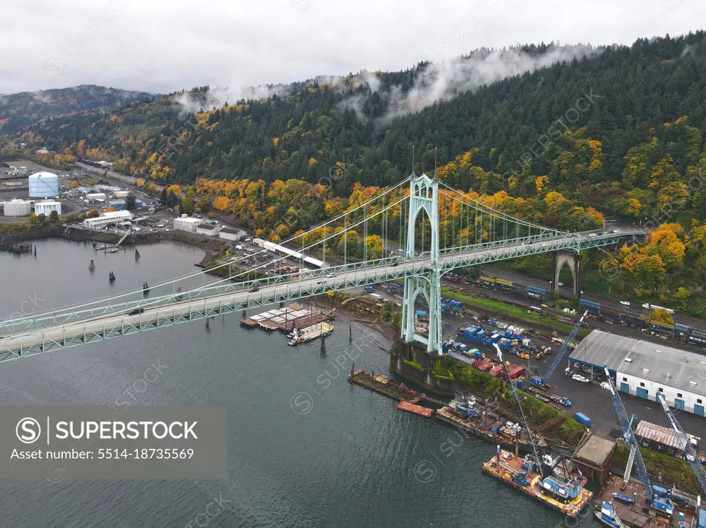 St Johns bridge and Foret Park in Portland, OR