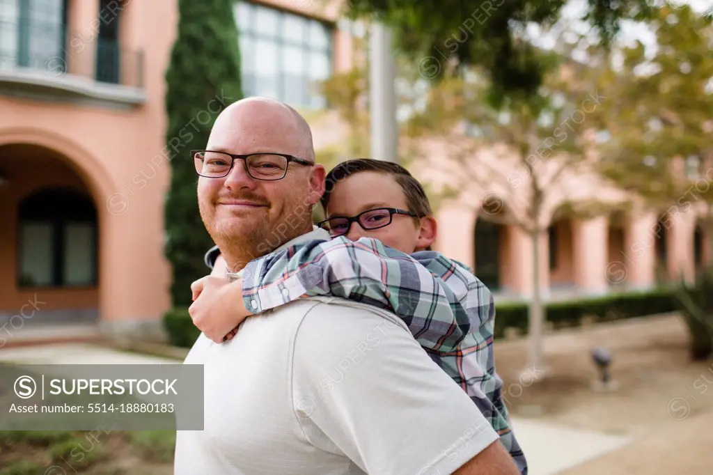 Dad with Son on Piggyback in San Diego