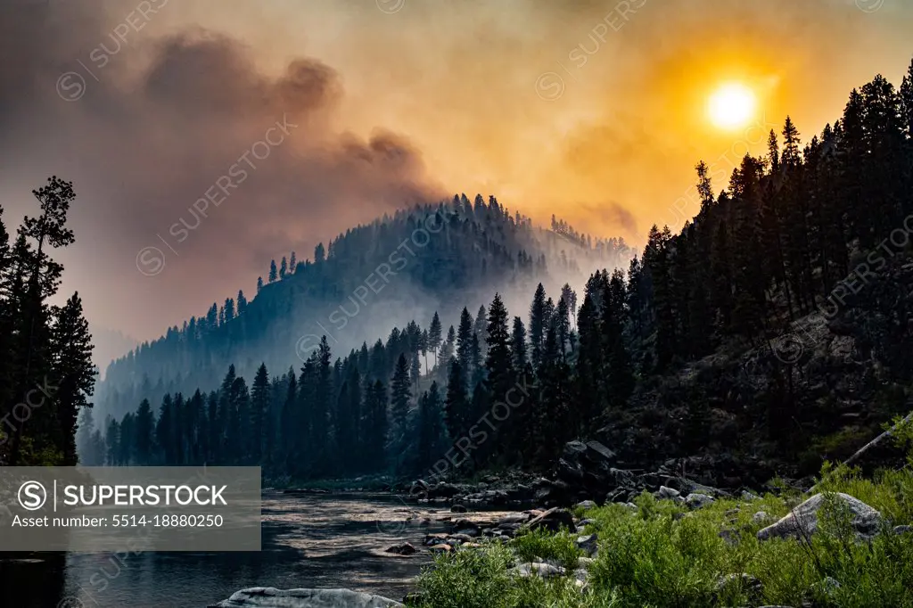 Wildfire in the Mountains of the Salmon River