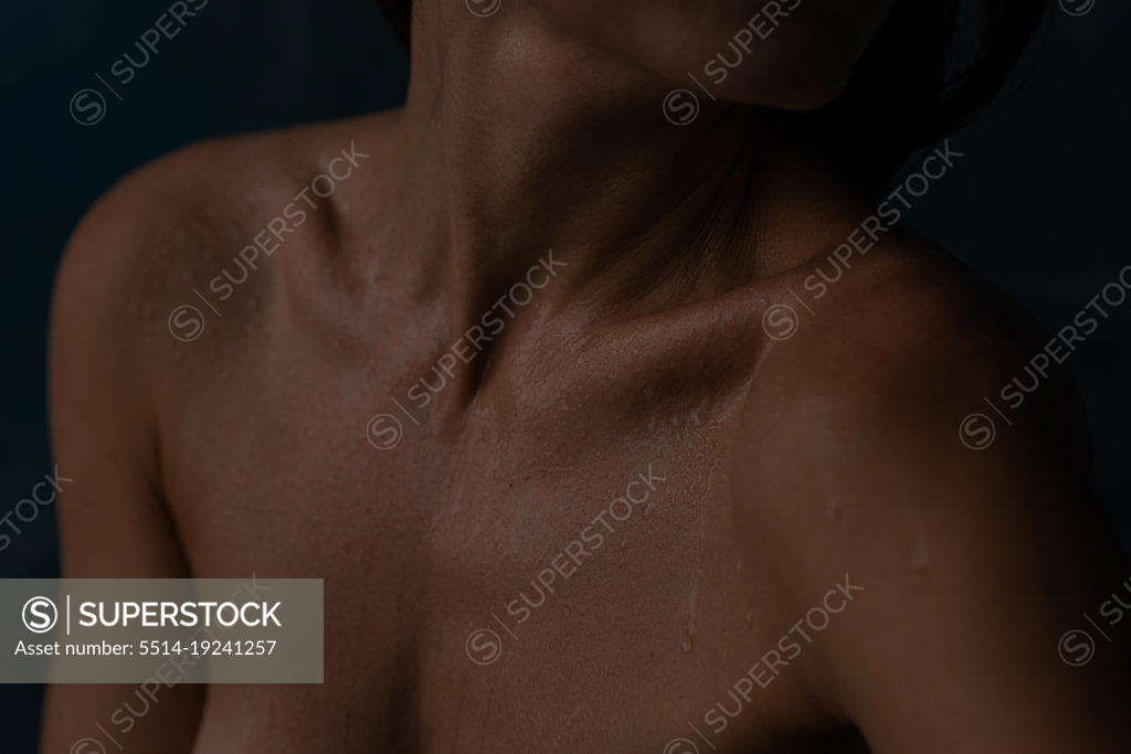 Close-up of a Naked Female Breast with Drops of Milk. White Water Flows  Down the Mammary Glands of a Beautiful Girl Stock Photo - Image of neck,  lady: 163355306