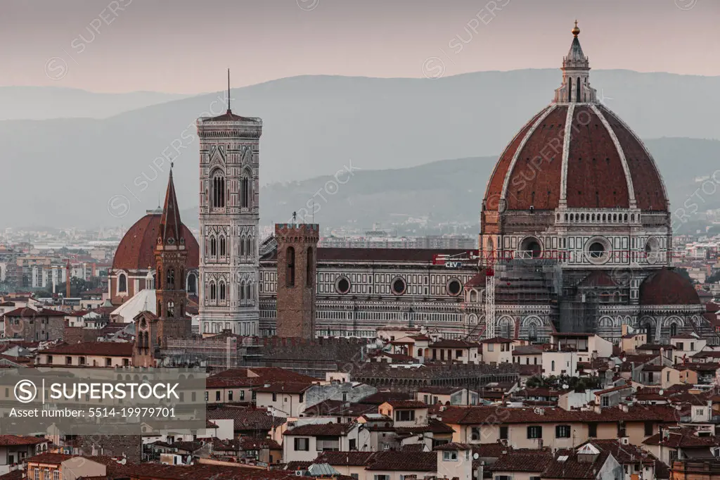 The Duomo in Florence, Italy, in summer sunset.