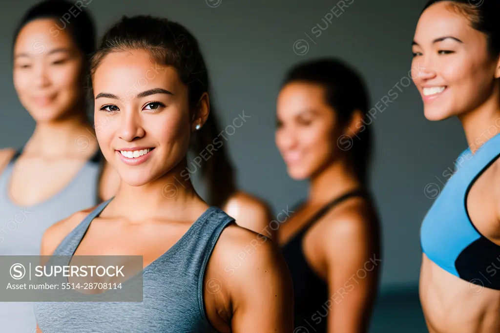 Group of people doing yoga class, health concept.  Generative AI