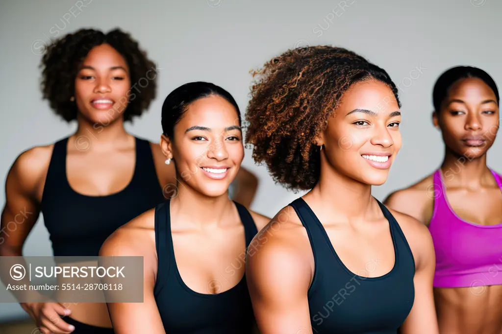 Group of people doing yoga class, health concept. Generative AI