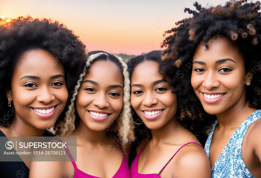 Cheerful female friends taking selife in yoga class. Generative AI