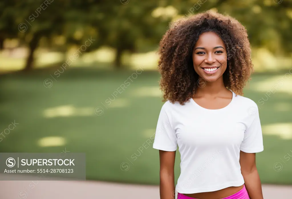 Portrait Afro American sporty woman training outdoors. Generative AI