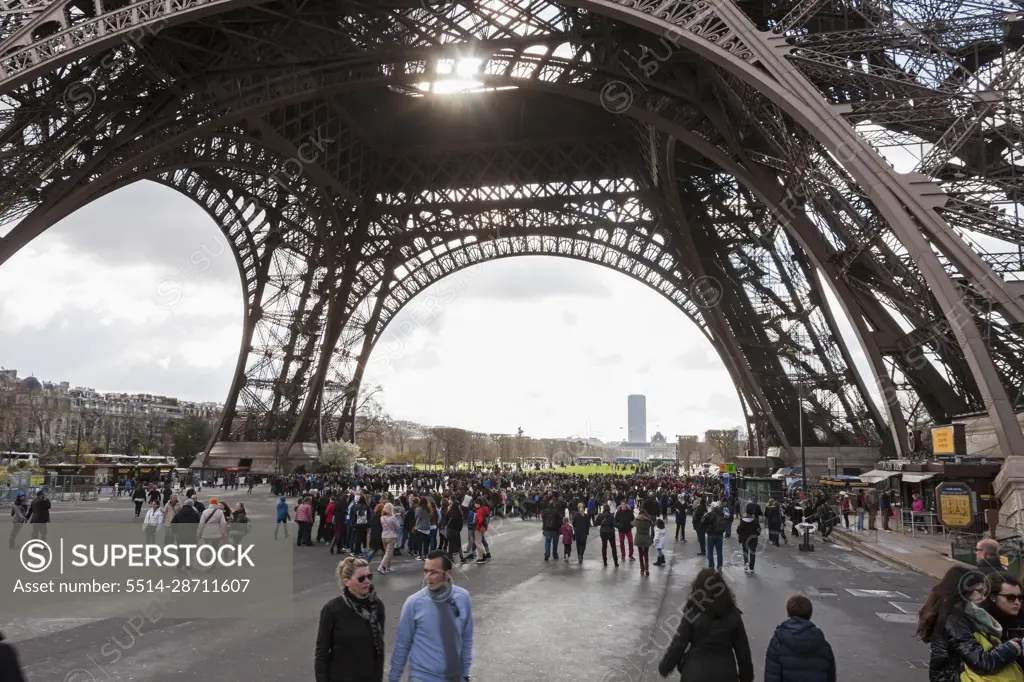 Tourists at Eiffel Tower, Paris, France