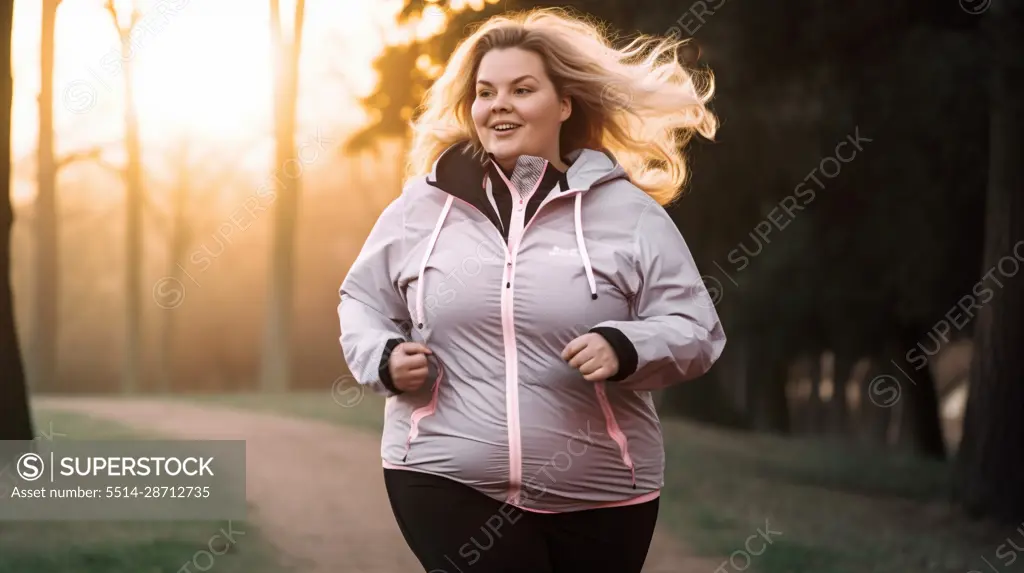 Image Generated AI. Breaking Stereotypes: Plus-Size Runner woman