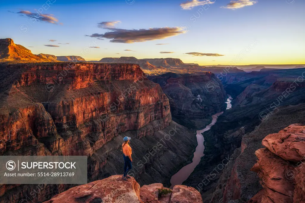 Woman Watching the Sunset Toroweap Overlook in the Grand Canyon