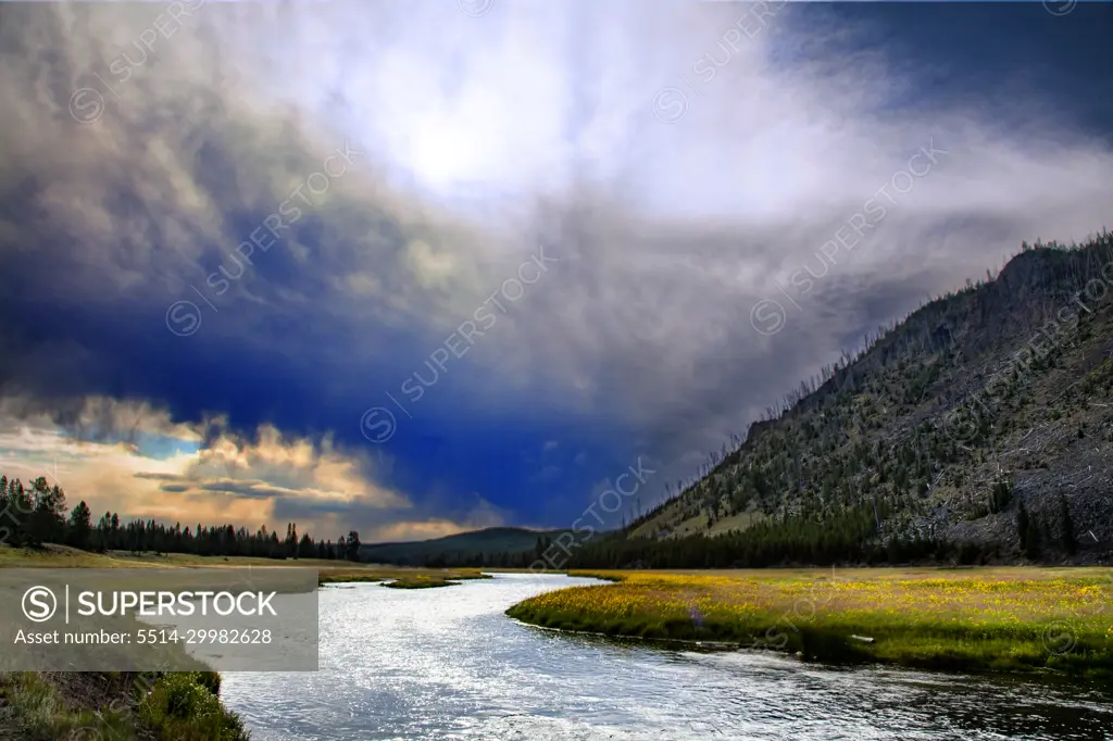 Yellowstone National Park Madison River at sunrise