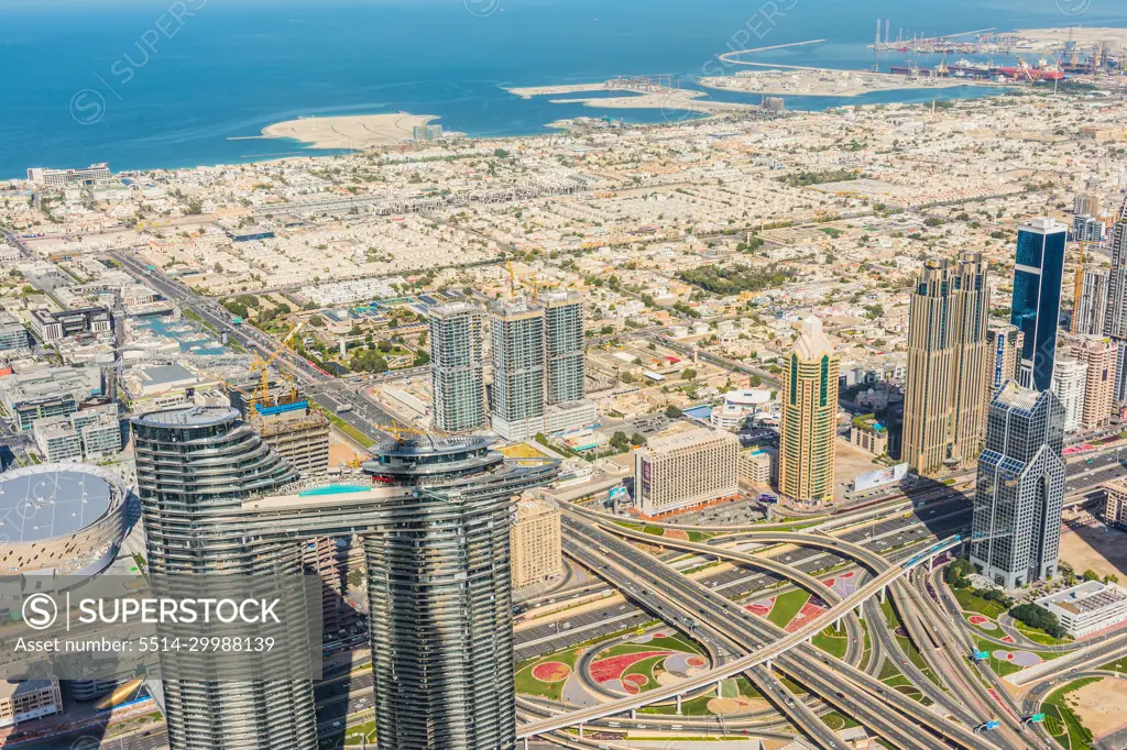 Burj Khalifa view on Dubai skyscrapers