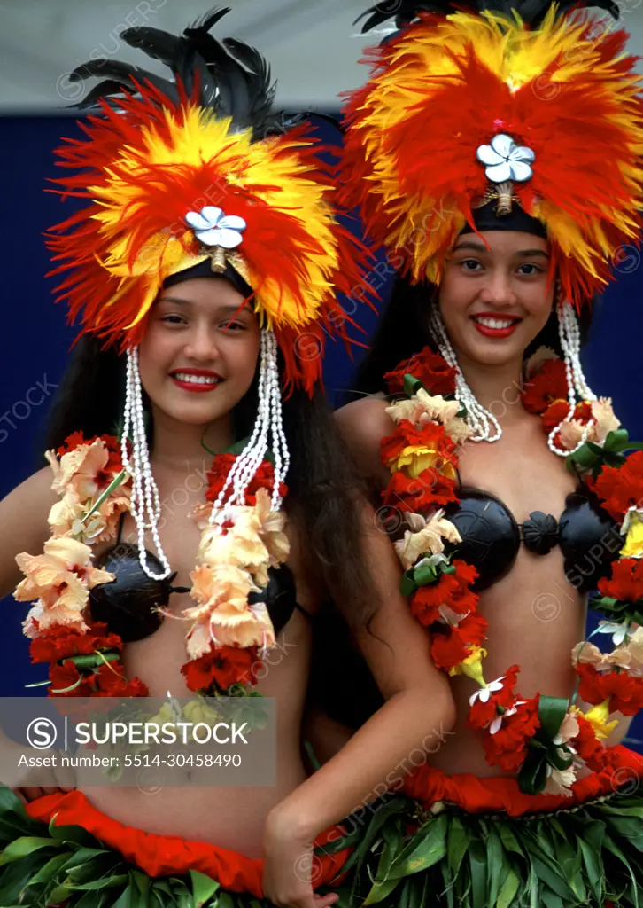 Bora Bora Tahiti Colorful Native Dancers French Polynesia