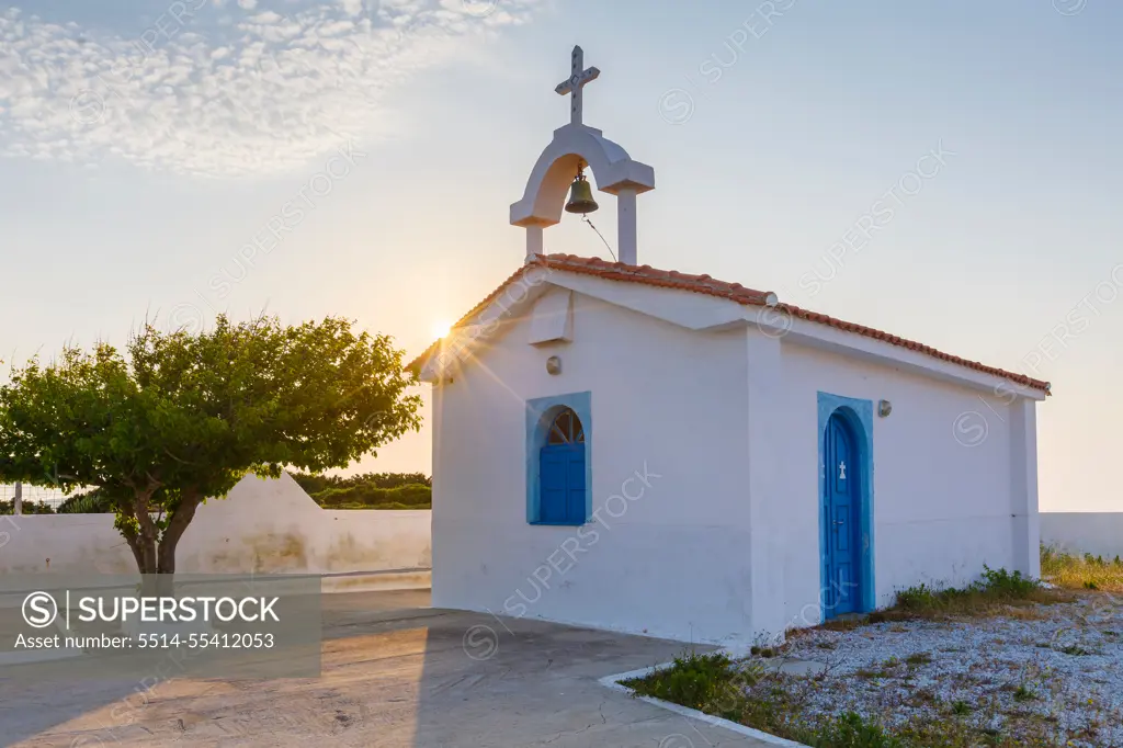 Morning at a small rural church on Fourni island in Greece.