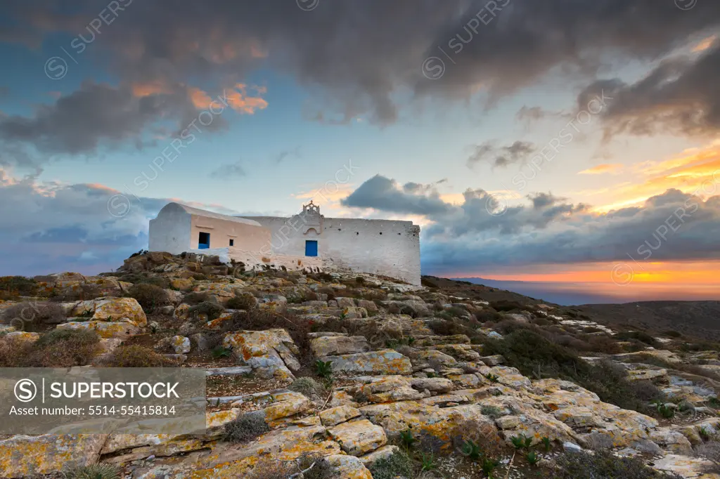 Monastery at Kastro village on Sikinos island in Greece.