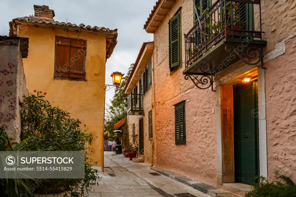 Old  buildings in Plaka district of Athens, Greece.