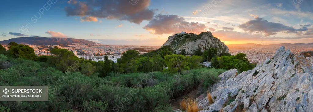 View of Athens from Lycabettus Hill, Greece.