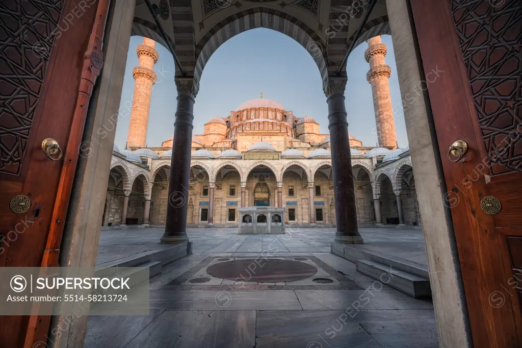 Suleymaniye Mosque, Istanbul - Sunset View from Courtyard Entrance