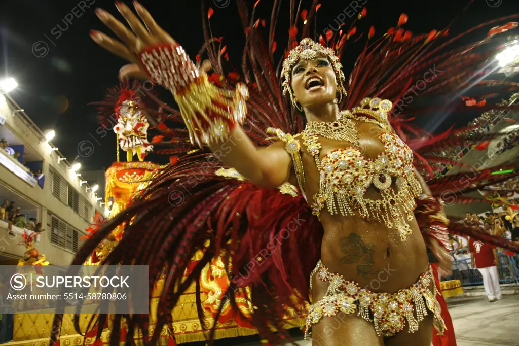 Carnival parade at the Sambodrome, Rio de Janeiro, Brazil.