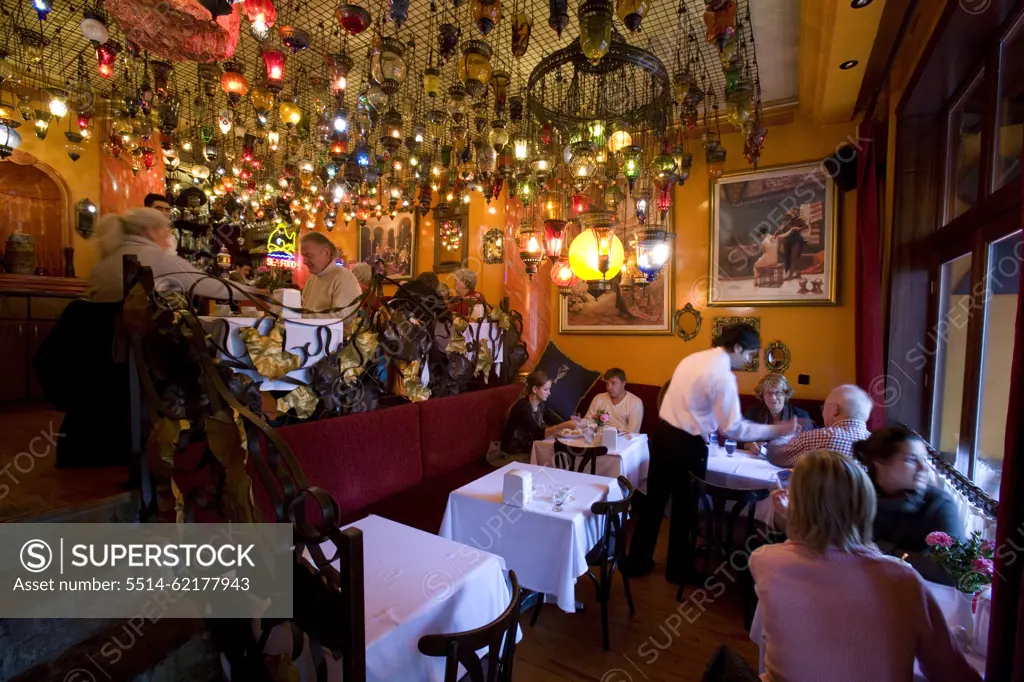 Inside the busy OMAR Restaurant, Sultanahmet, Istanbul, Turkey