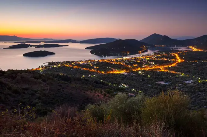 Nydri village on Lefkada island in Greece.