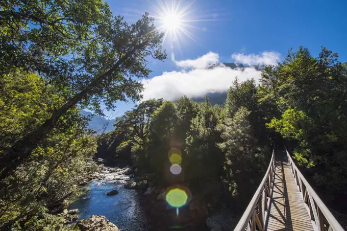 wooden bridge at Caleta Gonzalo in Chile