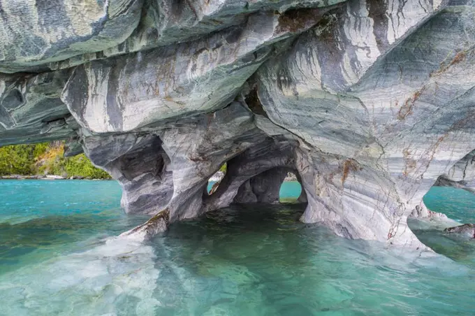 rock formation at Catedral de Marmol in Chile