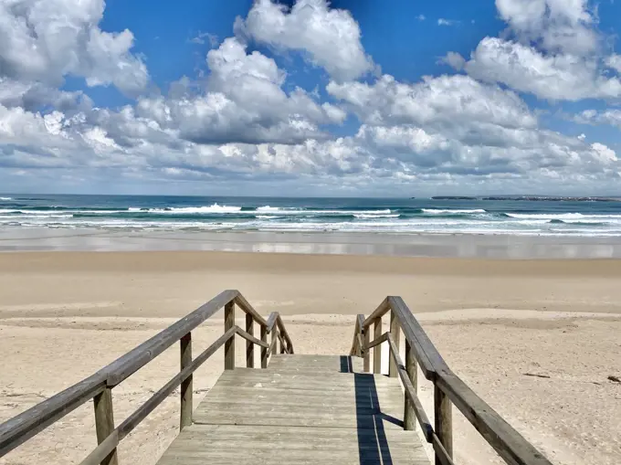 atlantic ocean beach stairs portugal